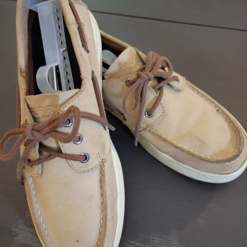 Sperry Men's Beige Suede Boat Shoes 10M Well Broken In. - Picture 1 of 6
